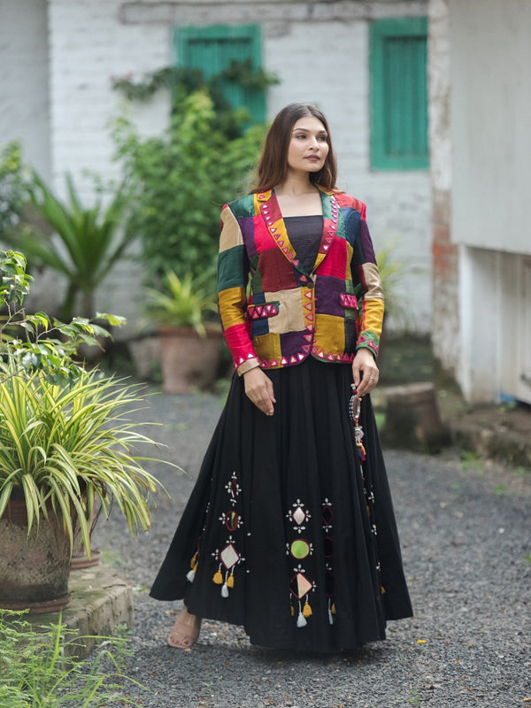 Regal Radiance Mashroo Mirror Work Blazer