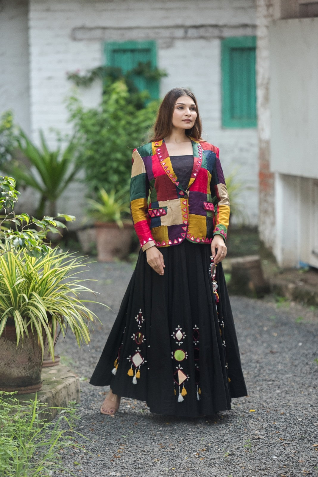 Regal Radiance Mashroo Mirror Work Blazer