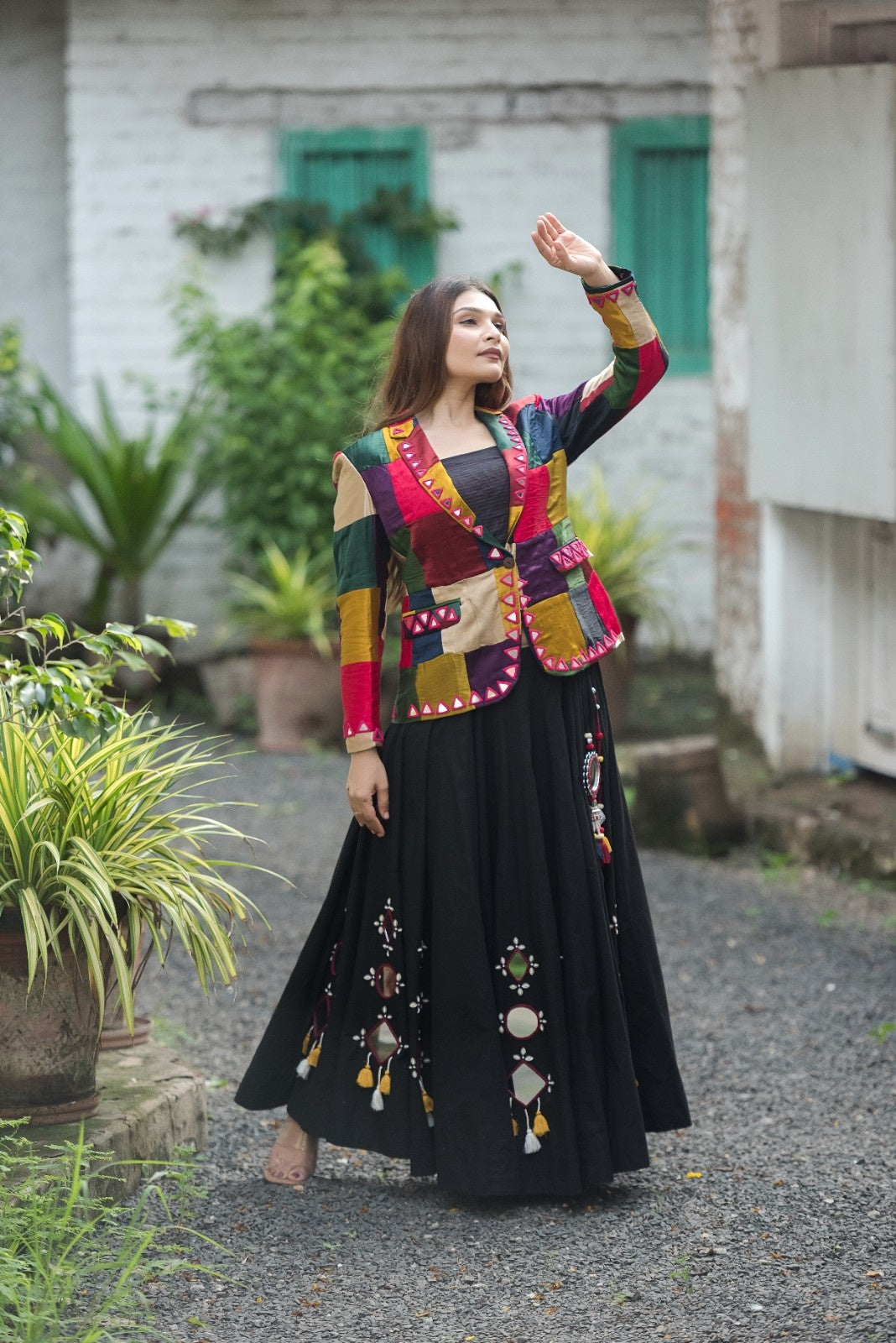 Regal Radiance Mashroo Mirror Work Blazer