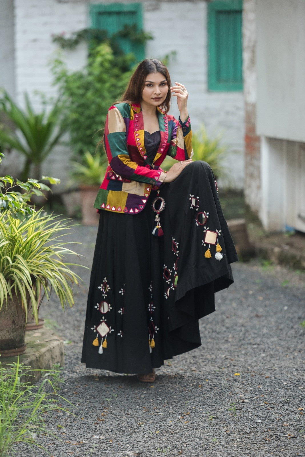 Regal Radiance Mashroo Mirror Work Blazer