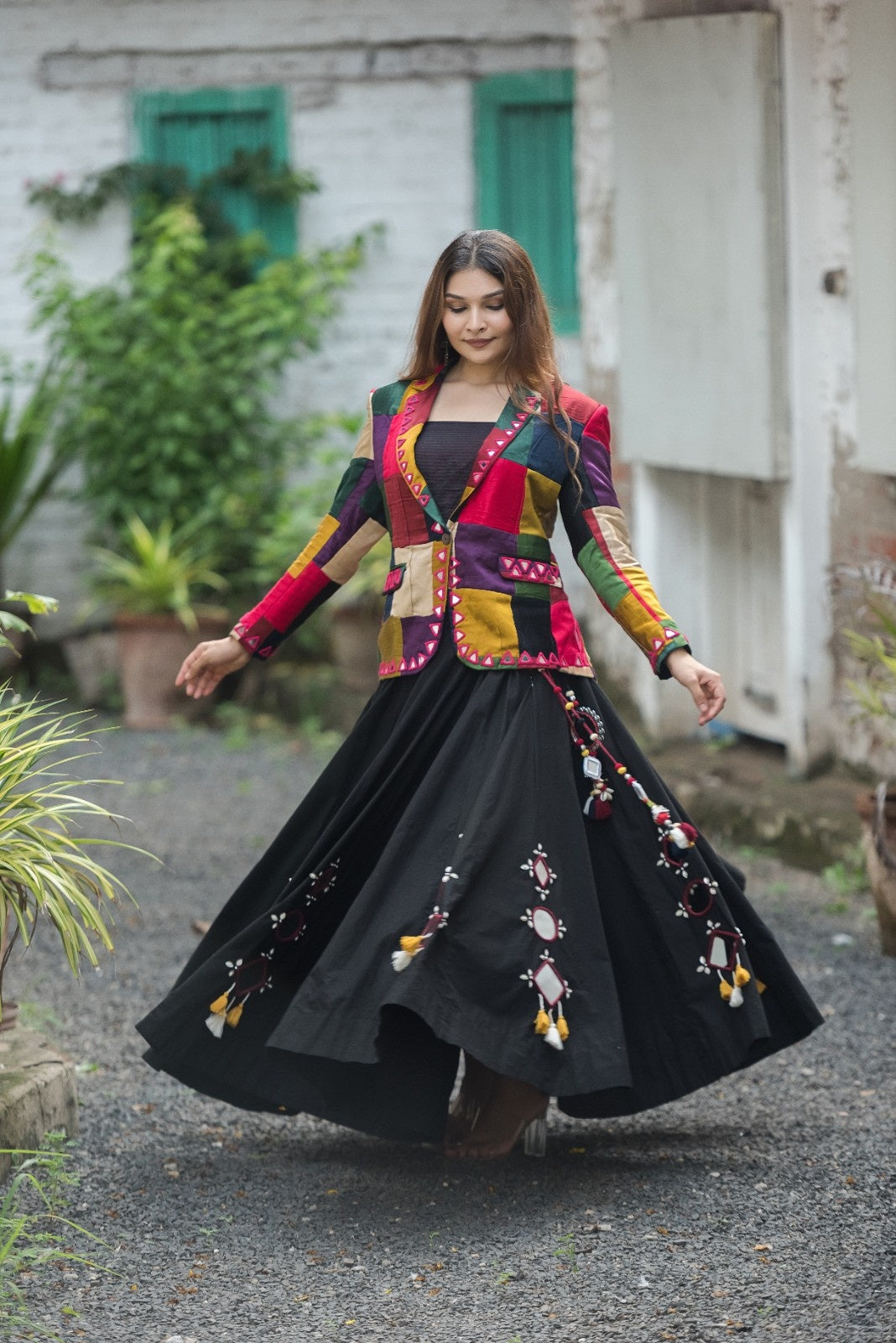 Regal Radiance Mashroo Mirror Work Blazer