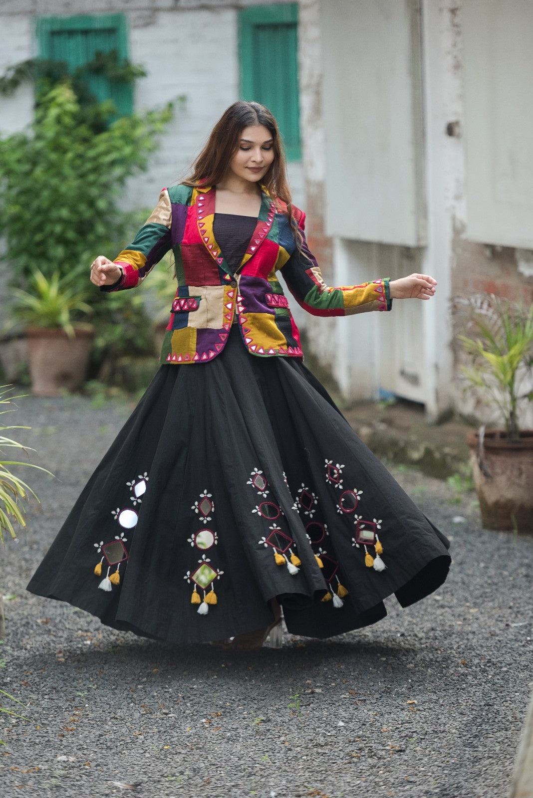 Regal Radiance Mashroo Mirror Work Blazer