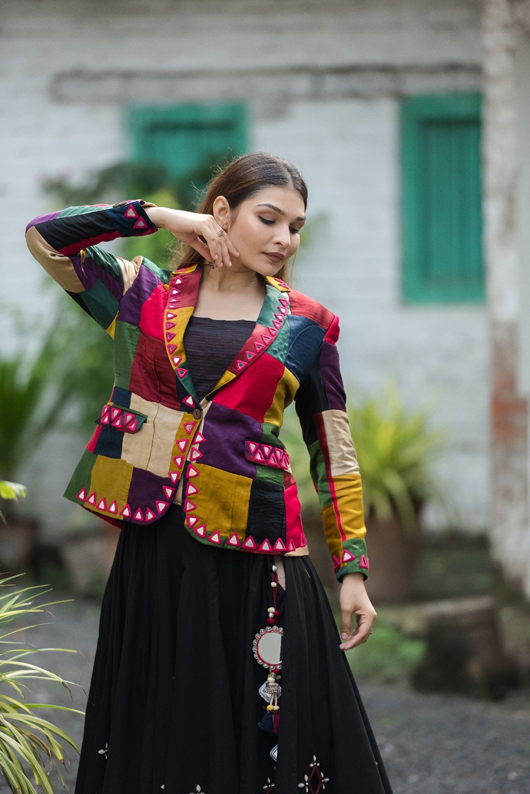 Regal Radiance Mashroo Mirror Work Blazer