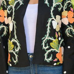 Colorful Hand Work Embroidered Black Jacket