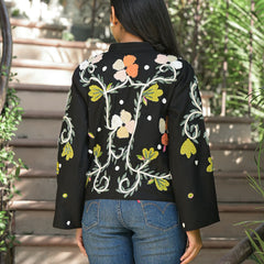 Colorful Hand Work Embroidered Black Jacket
