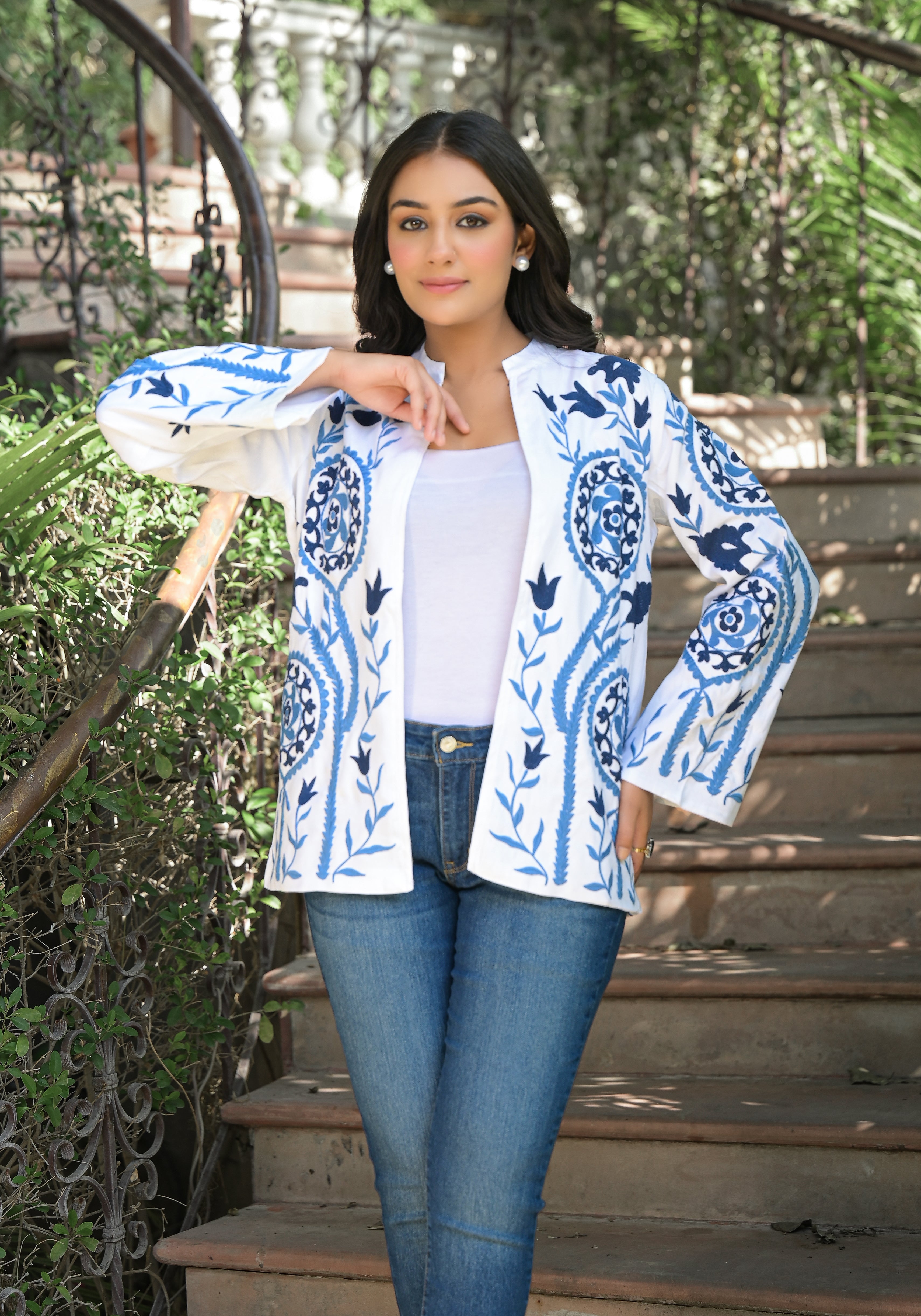 Blue Embroidered Jacket