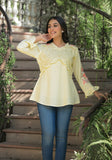 Lemon Yellow Cotton Embroidered Top