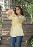 Lemon Yellow Cotton Embroidered Top