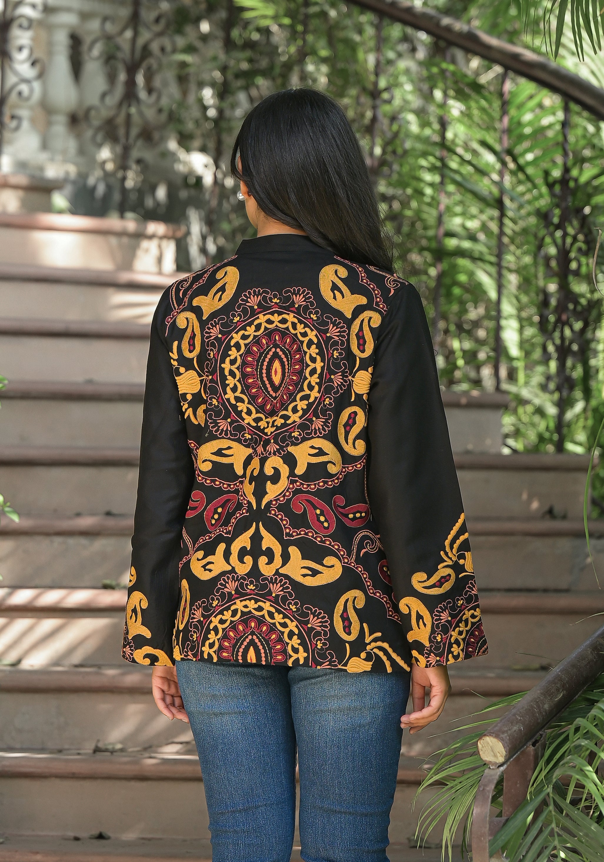 Black Hand Embroidered Jacket