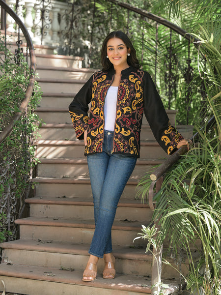 Black Hand Embroidered Jacket