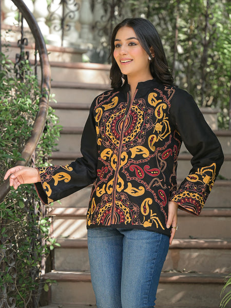 Black Hand Embroidered Jacket