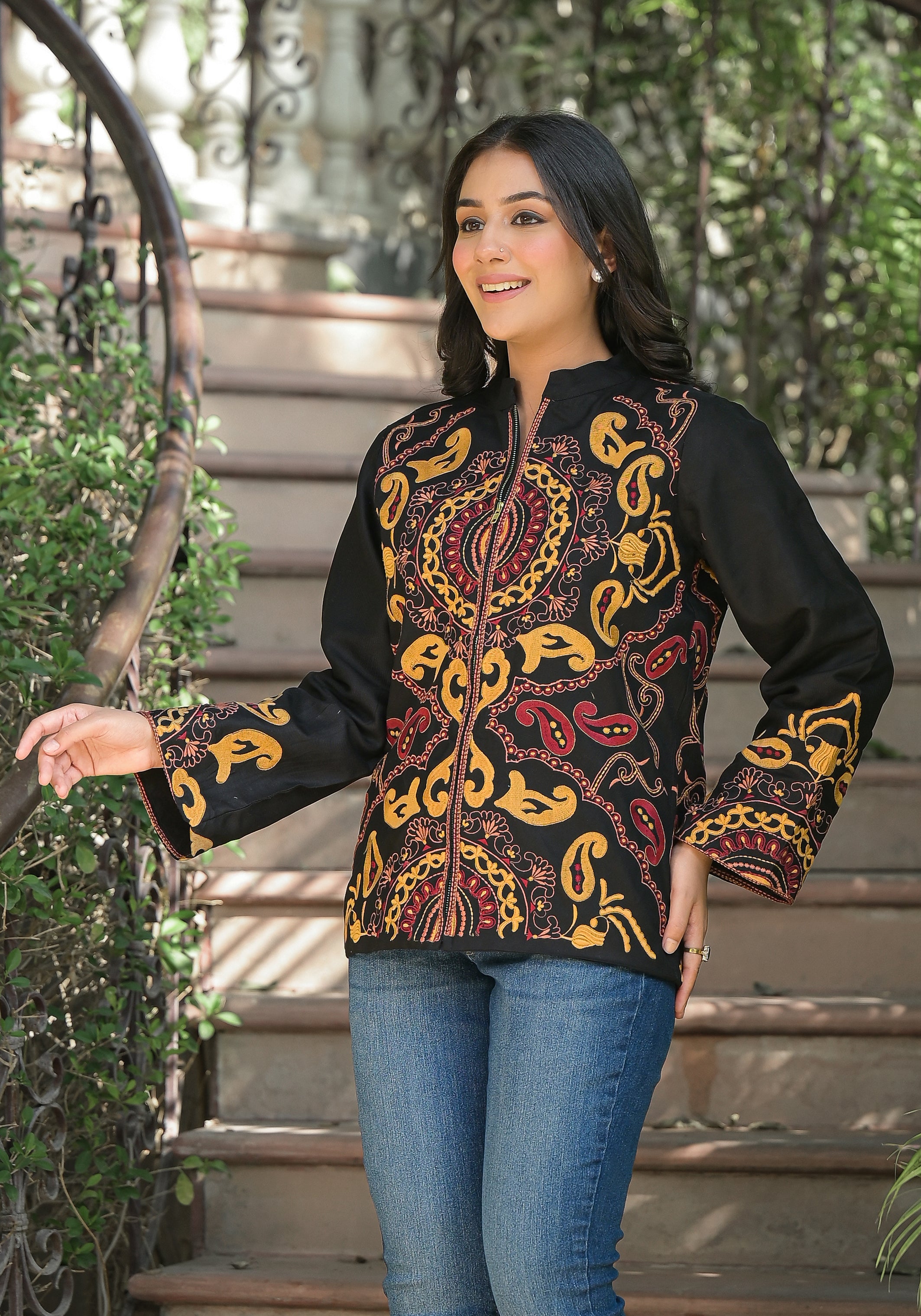Black Hand Embroidered Jacket