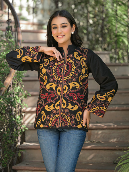 Black Hand Embroidered Jacket