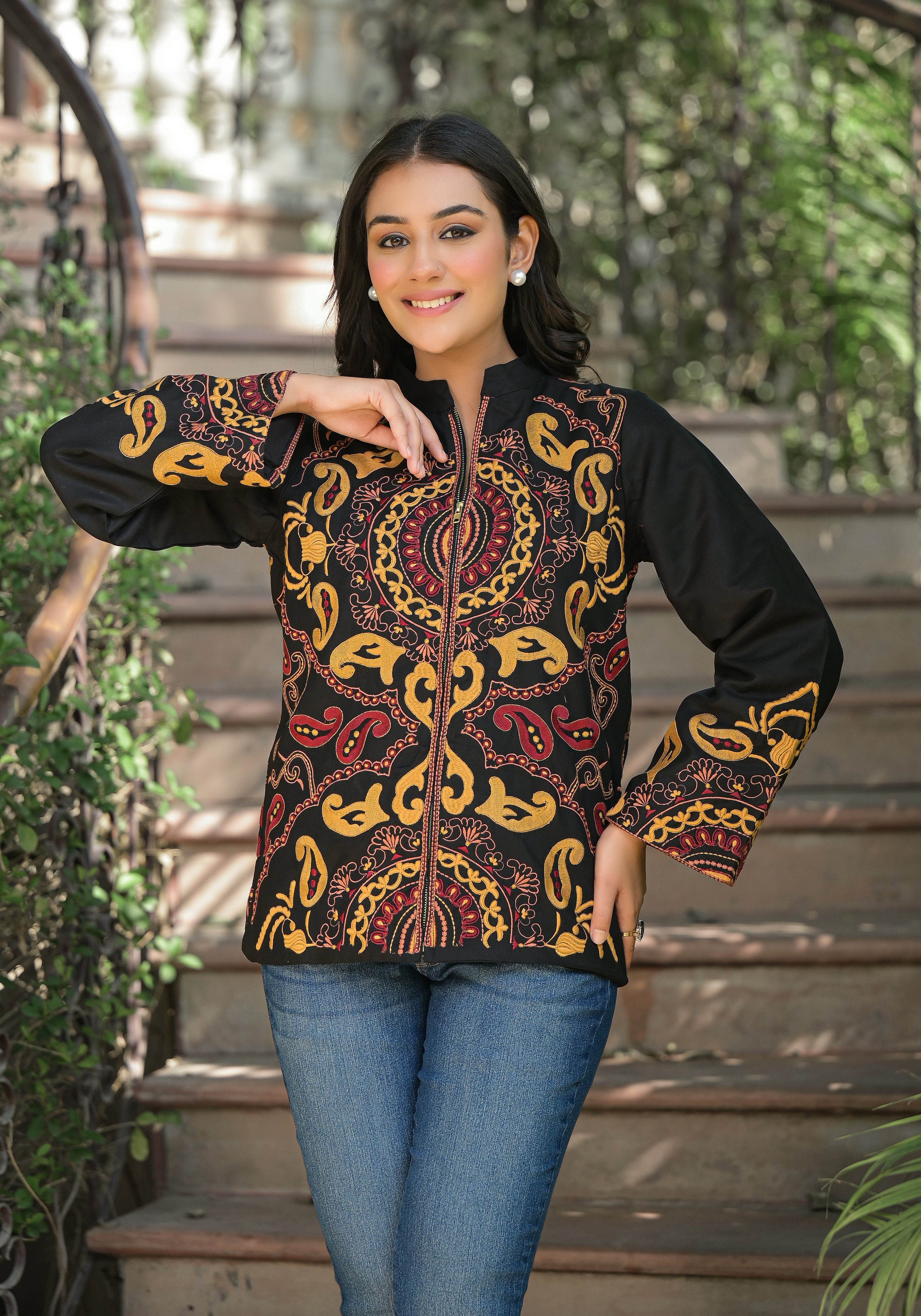 Black Hand Embroidered Jacket