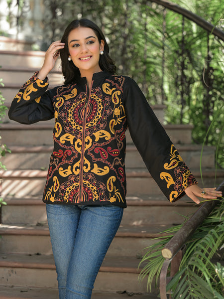 Black Hand Embroidered Jacket