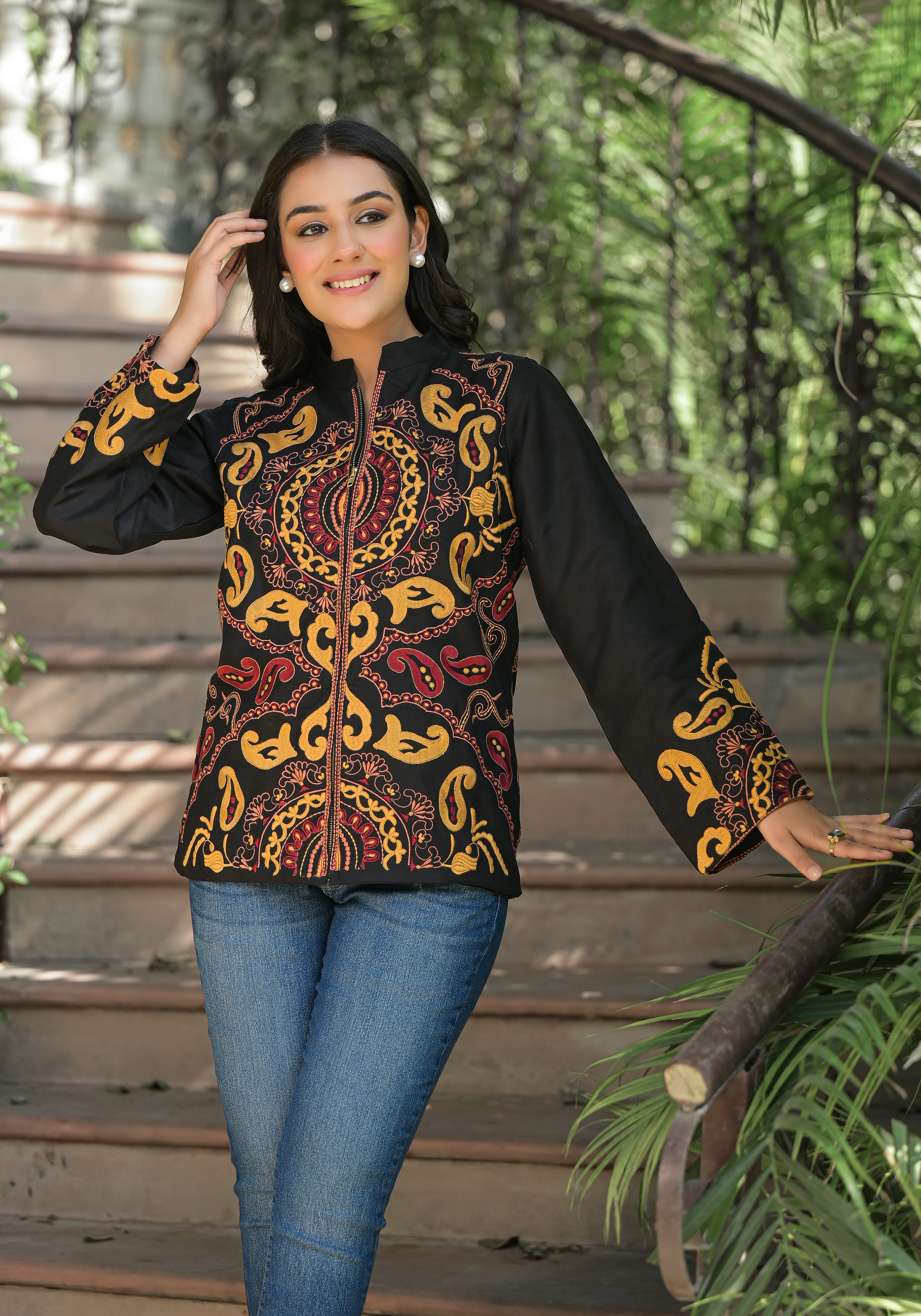 Black Hand Embroidered Jacket