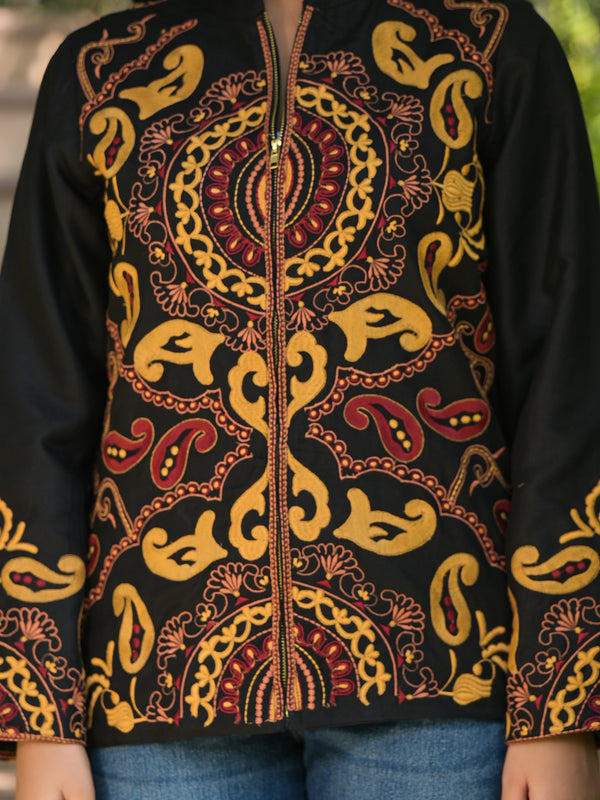Black Hand Embroidered Jacket