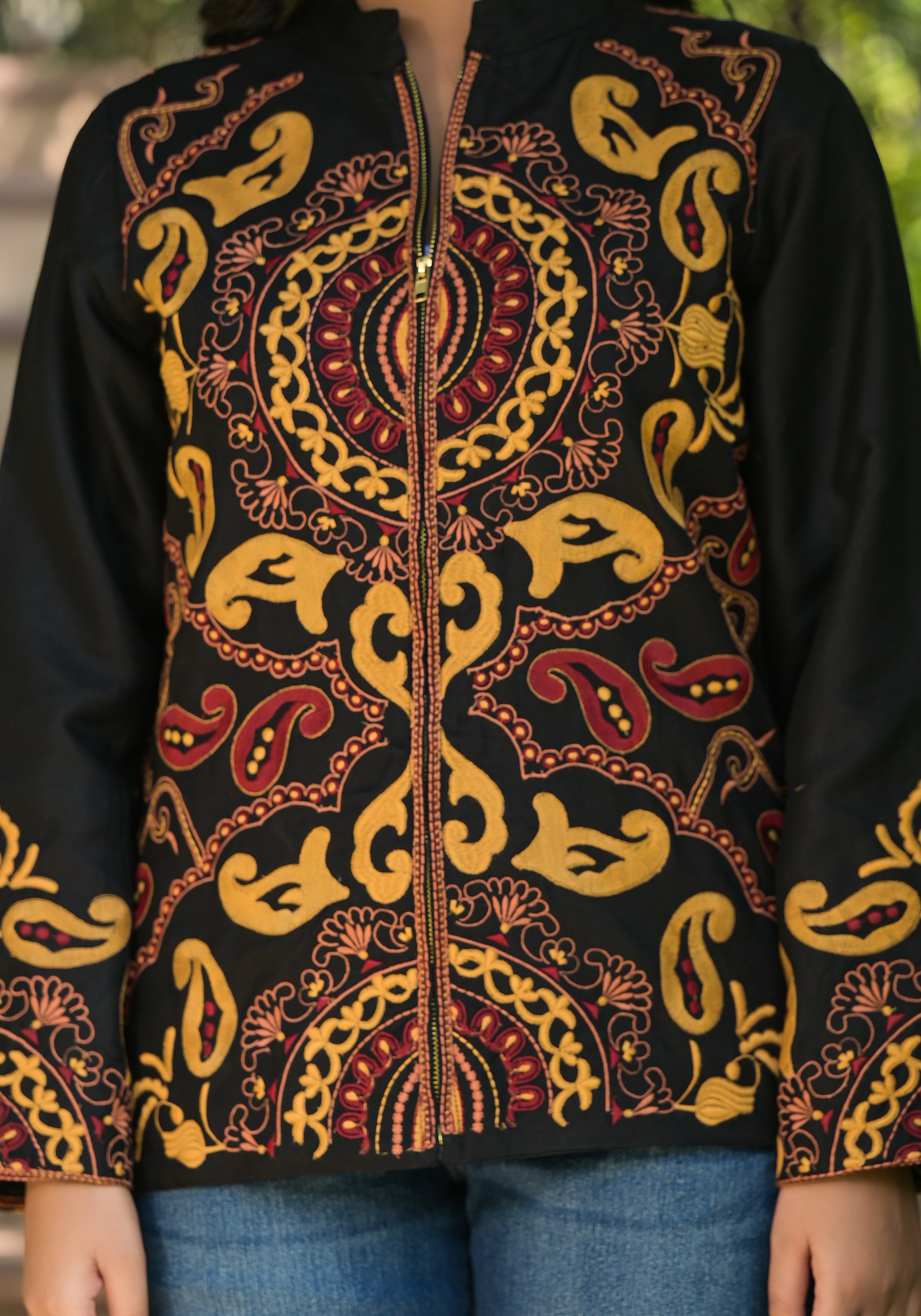 Black Hand Embroidered Jacket