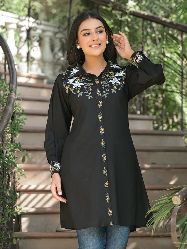 Black Embroidery Tops