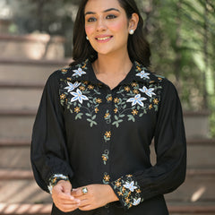 Black Embroidery Tops