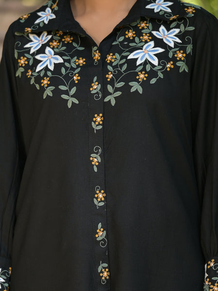 Black Embroidery Tops