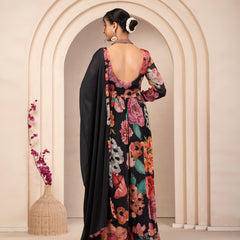 Black Designer Embroidered Sharara Set