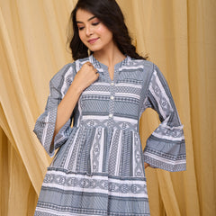 Classic Grey Cotton Midi Dress