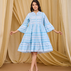 Gorgeous Powder Blue Printed Midi Dress