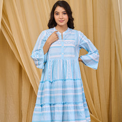 Gorgeous Powder Blue Printed Midi Dress