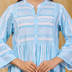 Gorgeous Powder Blue Printed Midi Dress