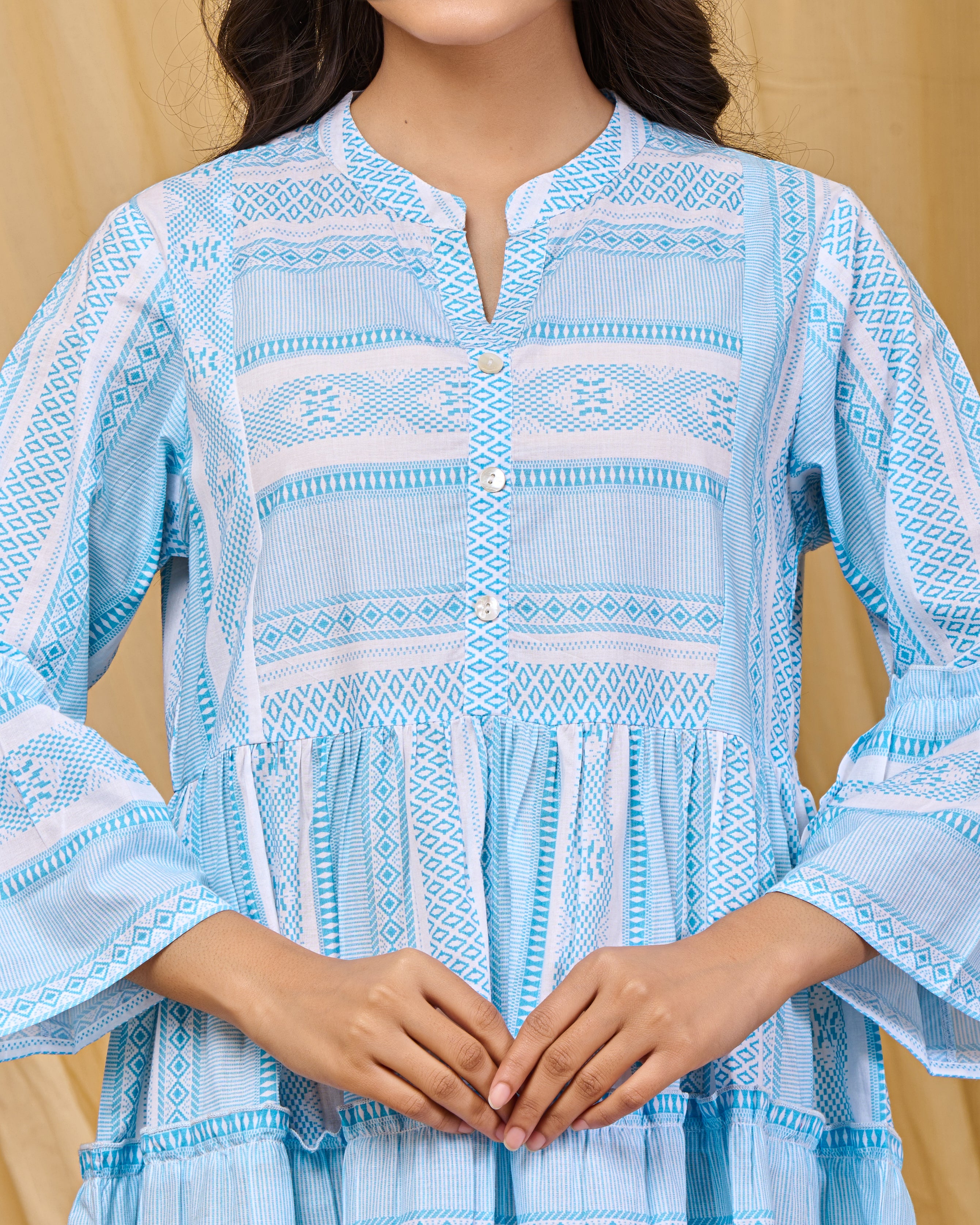 Gorgeous Powder Blue Printed Midi Dress