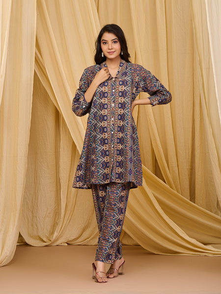 Multicolor Pure Cotton Co-ord Set