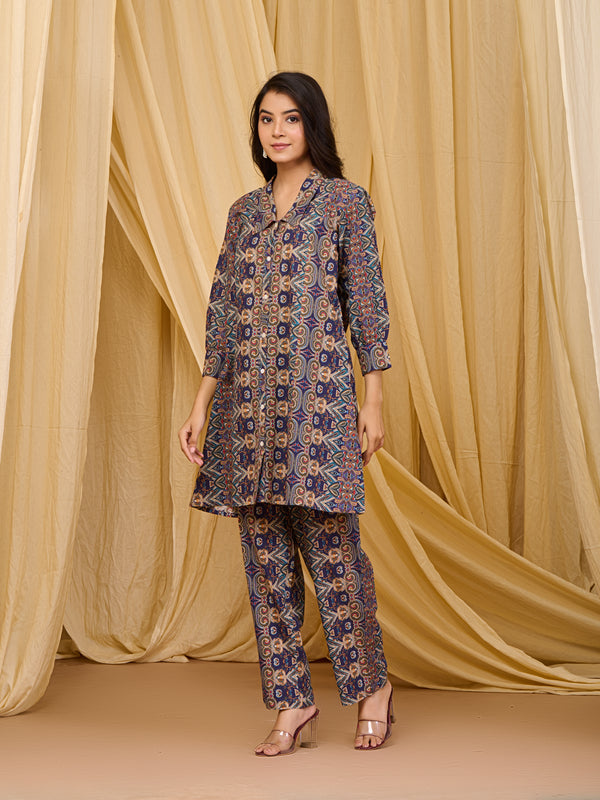 Multicolor Pure Cotton Co-ord Set