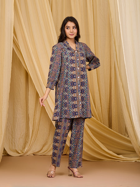 Multicolor Pure Cotton Co-ord Set