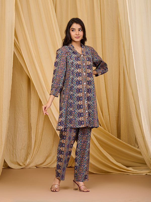 Multicolor Pure Cotton Co-ord Set