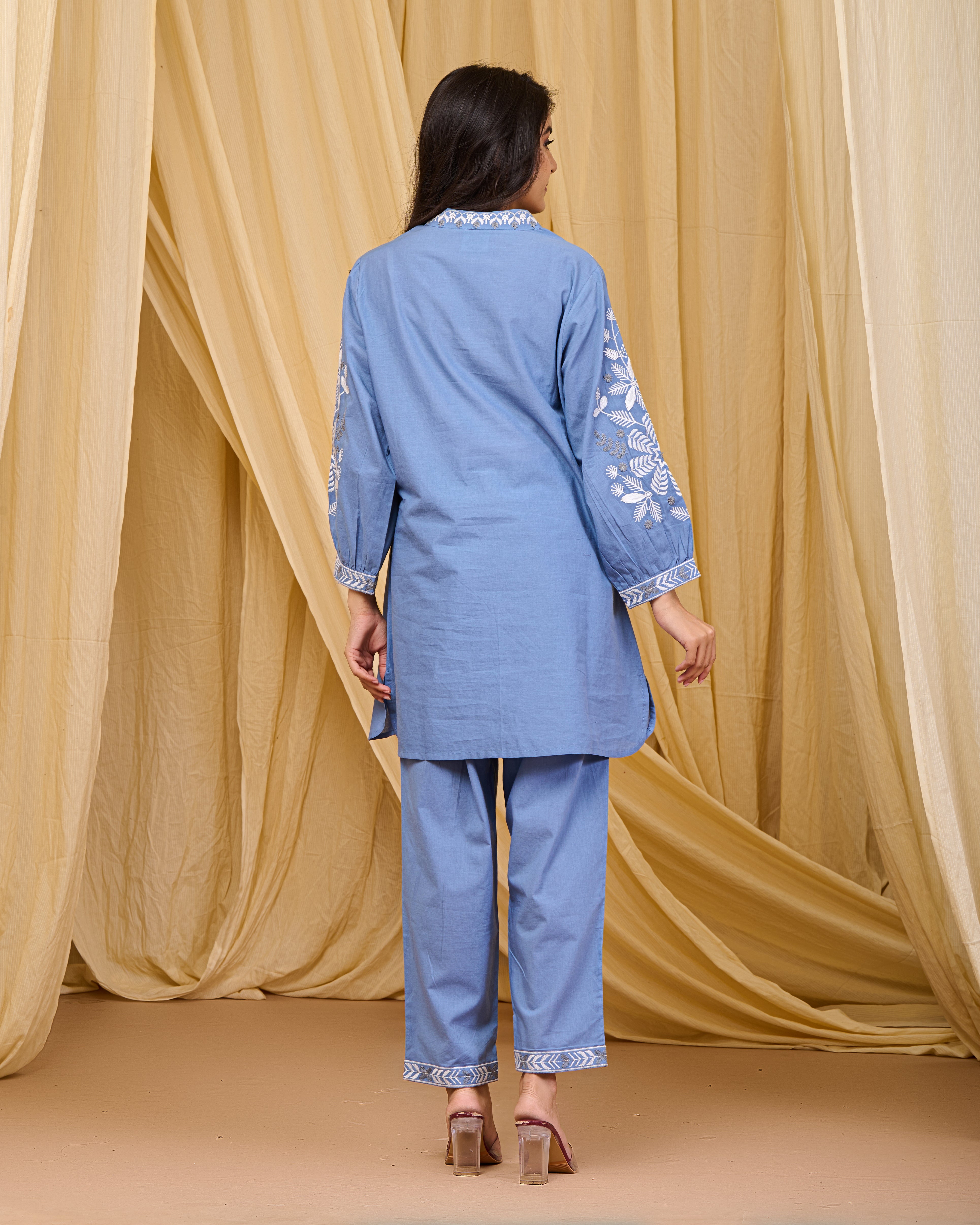 Sky Blue Blossom Cotton Co-ord Set