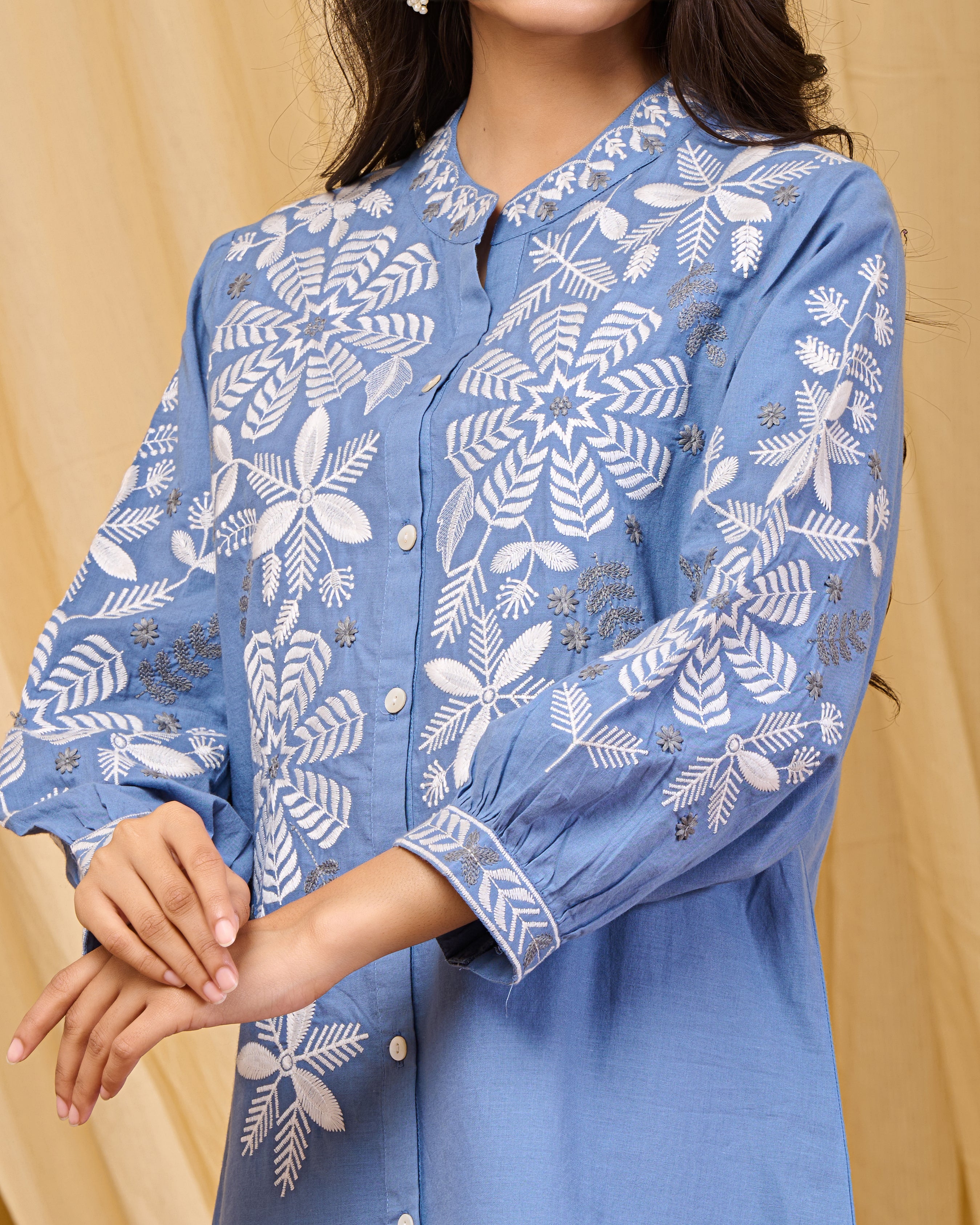 Sky Blue Blossom Cotton Co-ord Set