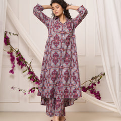 A-Line Shirt Pattern Cotton Co-ord Set