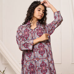 A-Line Shirt Pattern Cotton Co-ord Set