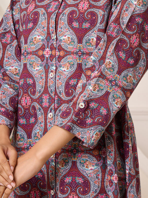 A-Line Shirt Pattern Cotton Co-ord Set