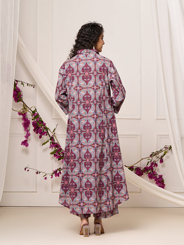 A-Line Shirt Pattern Cotton Co-ord Set