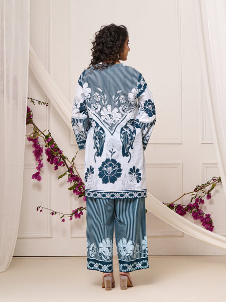 Bright Blue Open Sleeves Co-ord Set