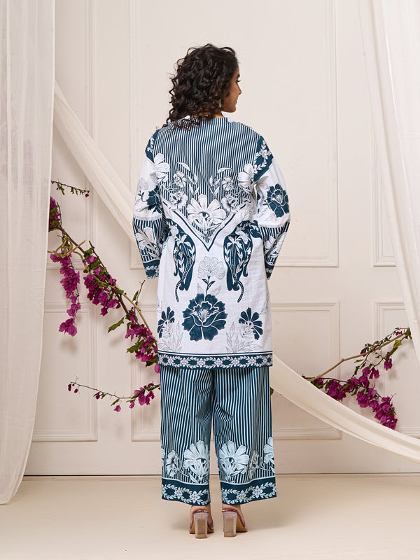 Bright Blue Open Sleeves Co-ord Set