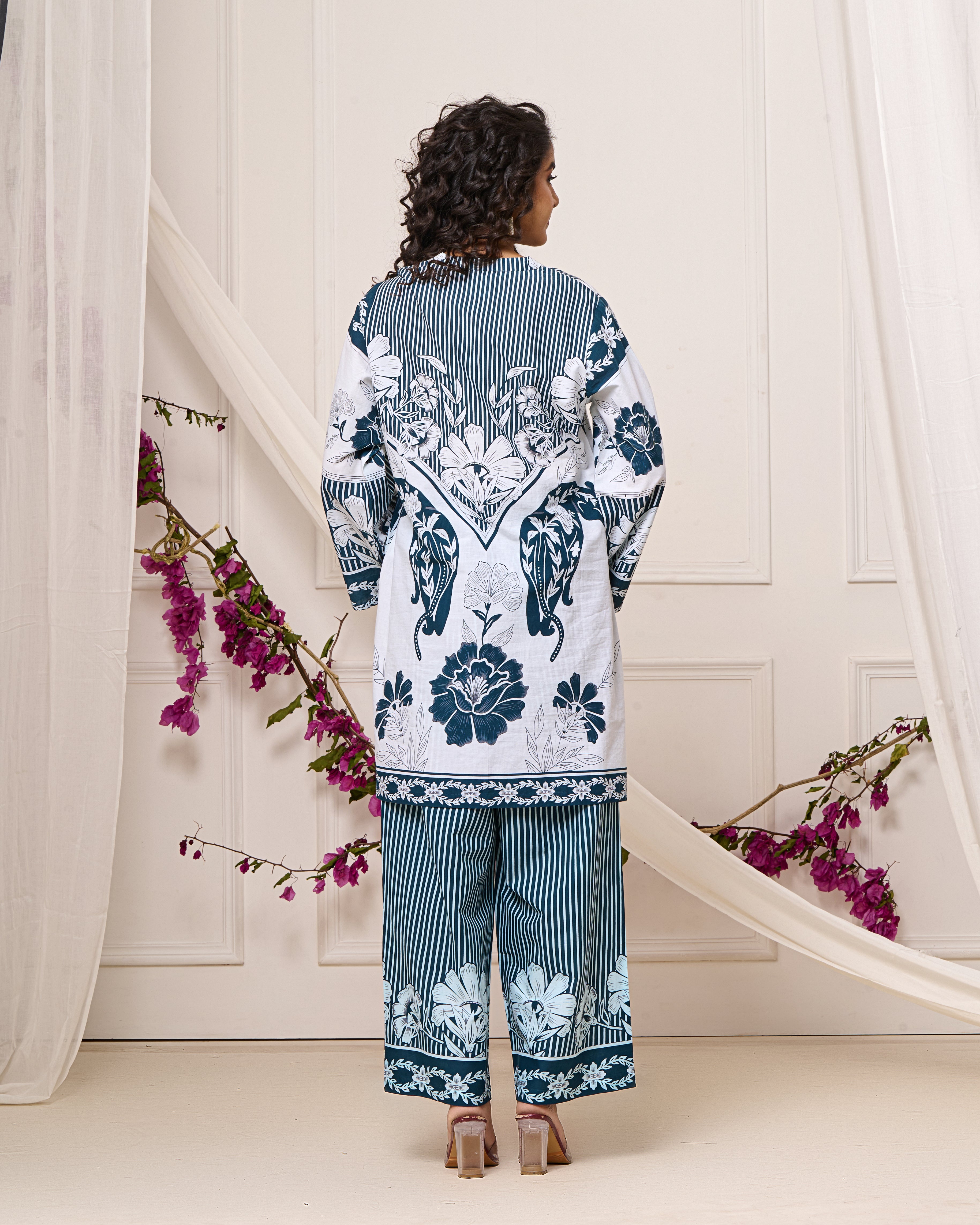 Bright Blue Open Sleeves Co-ord Set