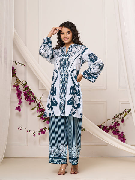 Bright Blue Open Sleeves Co-ord Set
