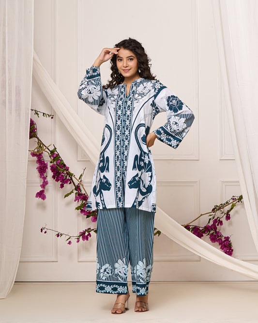 Bright Blue Open Sleeves Co-ord Set