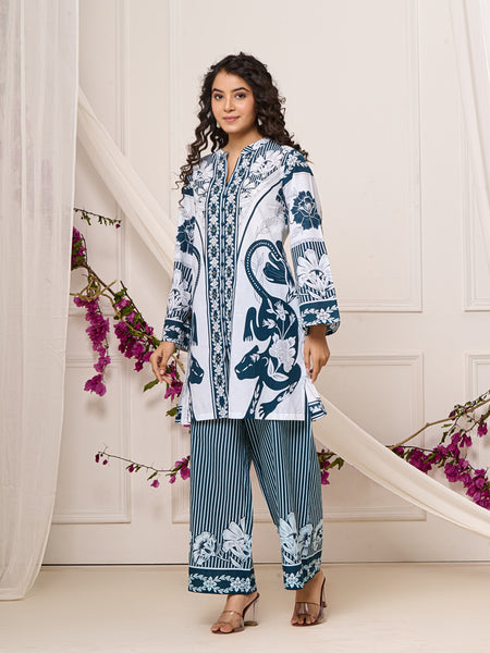 Bright Blue Open Sleeves Co-ord Set
