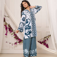 Bright Blue Open Sleeves Co-ord Set