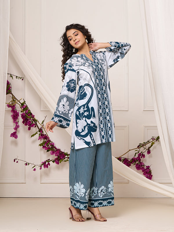 Bright Blue Open Sleeves Co-ord Set
