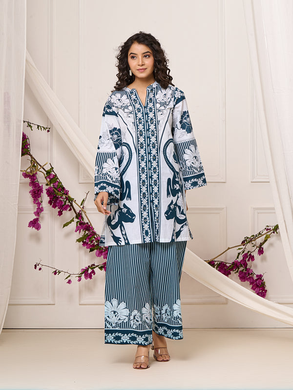 Bright Blue Open Sleeves Co-ord Set